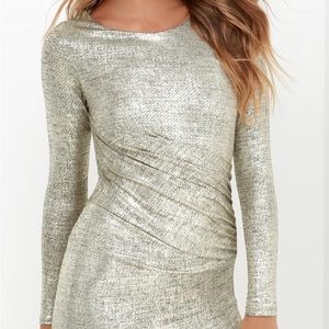 Gold Long Sleeve Mini Dress